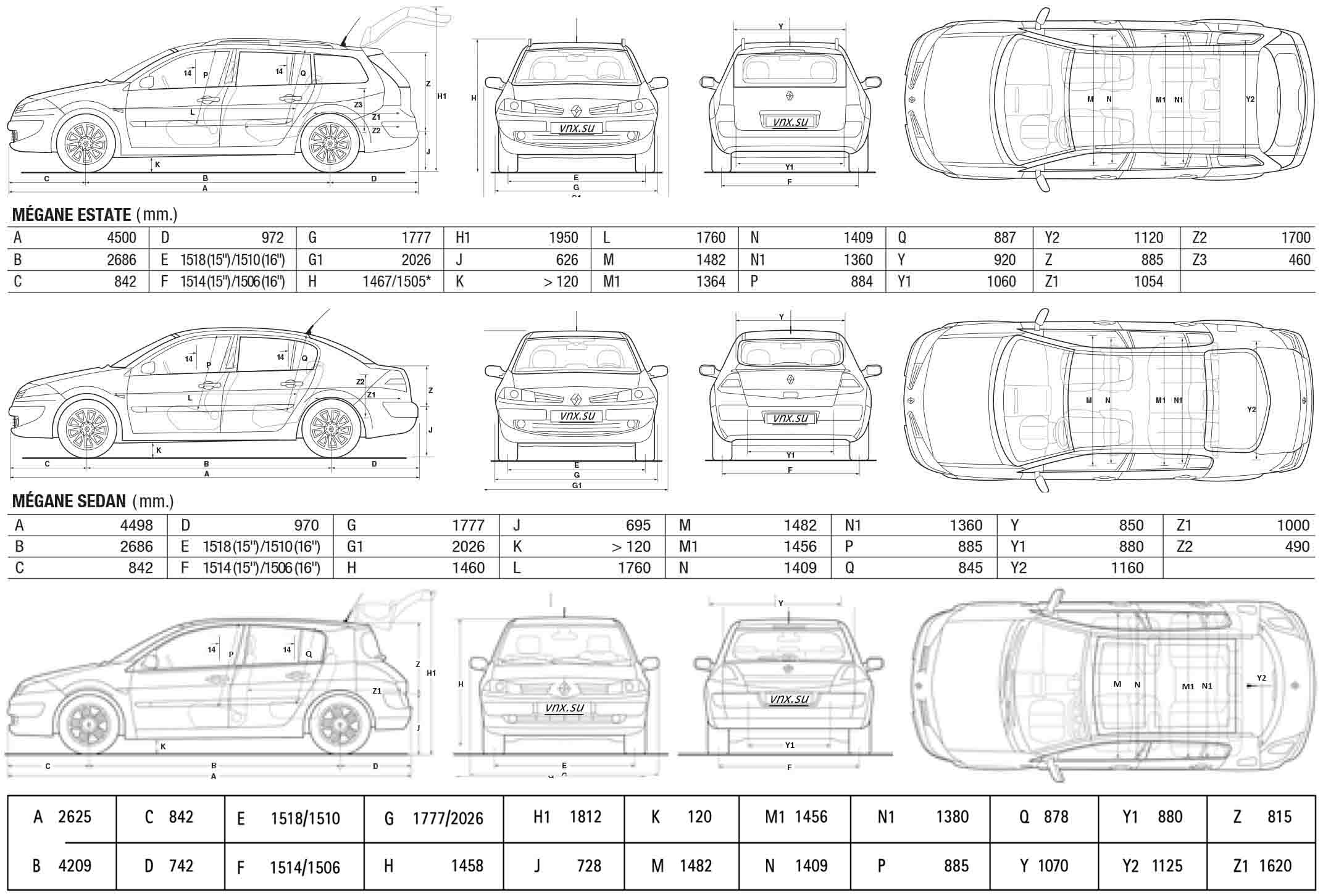 Технические характеристики renault megane (09.2002 - 09.2008) в кузове седан