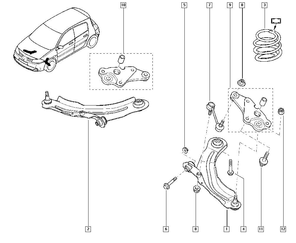 Передняя подвеска рено лагуна 1 схема
