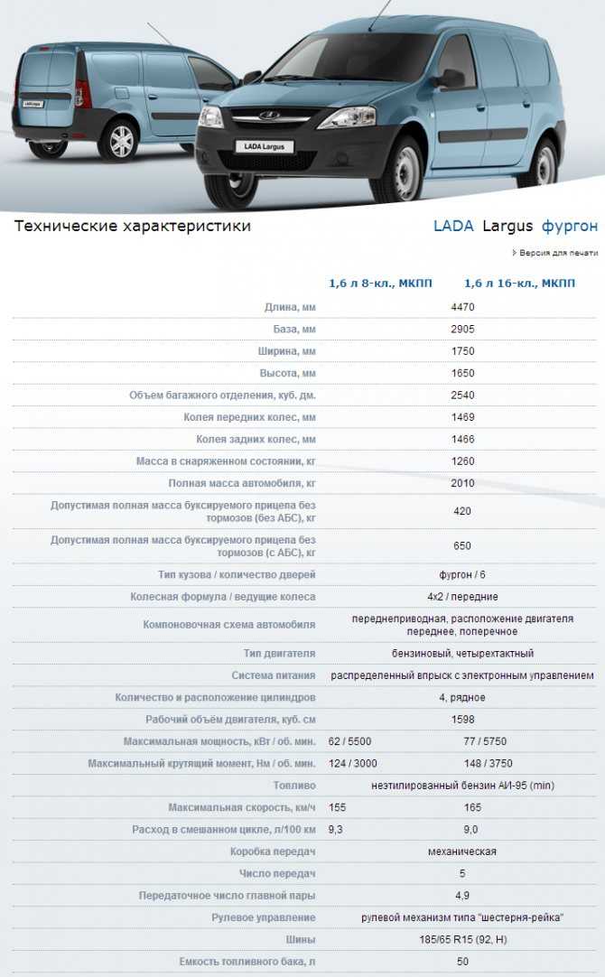 Технические характеристики largus фургон. лада ларгус фургон объем бака. описание и технические характеристики автомобиля топливный бак ларгус вместимость