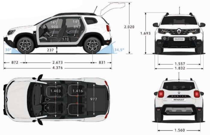 Габариты рено дастер 2021: размеры шин, дисков, багажника | prorenault2.ru